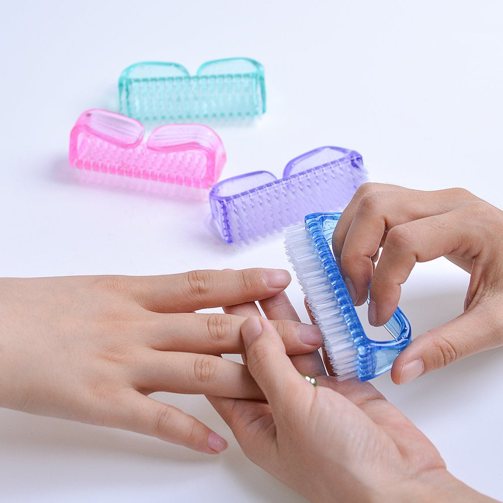 Handle Grip Nail Brush, Fingernail Scrub Cleaning Brushes for Toes and Nails Cleaner, Pedicure Brushes for Men and Women 4 Pack